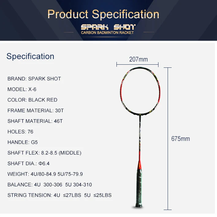 Raketa s vysokým modulem uhlíkového badmintonu s hřídelem 6,4 mm: napájení a přesnost v každém houpačce